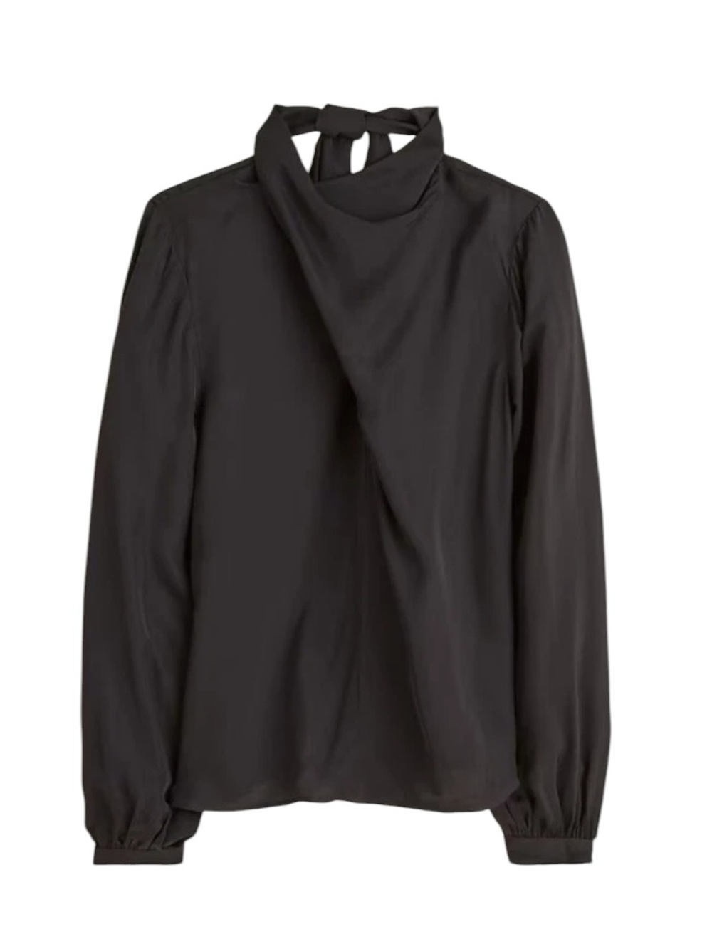 J. Crew Scarf Neck Shirt Small Black Drapey Top Office Workwear Business NWT
